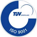 ISO 9001-certificeringslogo, dat aangeeft dat Ahorn Bouwsystemen voldoet aan internationale kwaliteitsmanagementnormen.